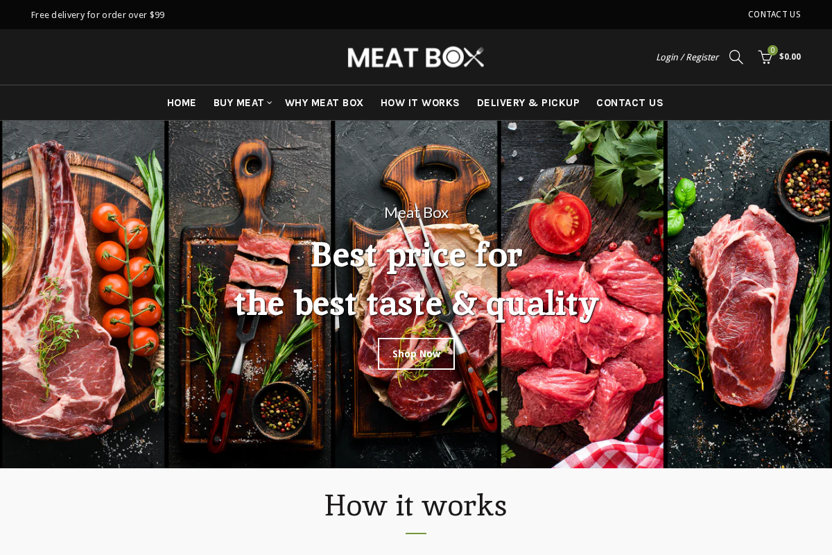 Meat Box homepage screenshot