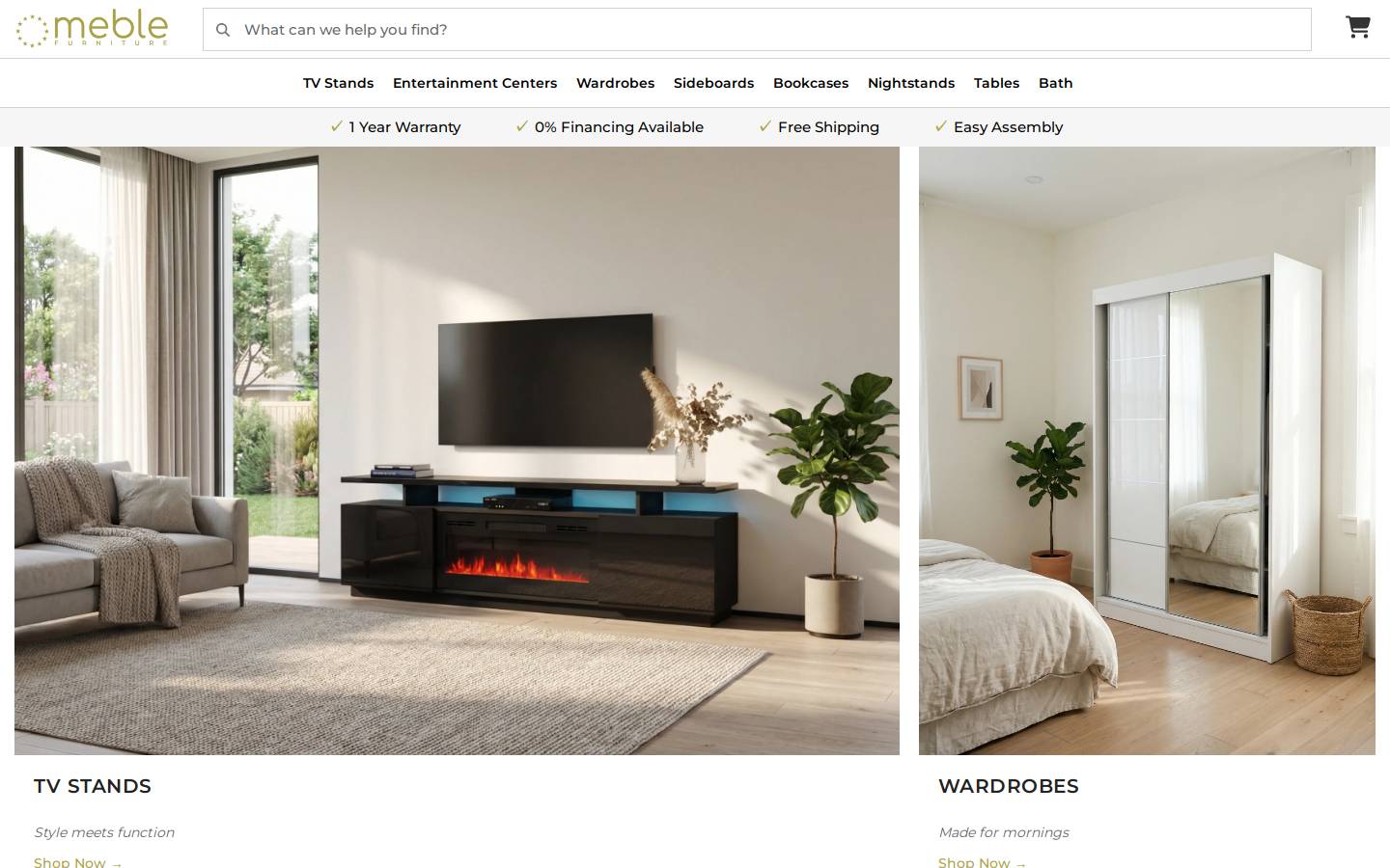 Meblefurniture homepage screenshot