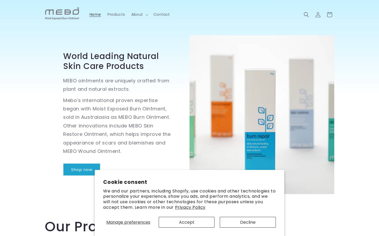 mebo.co.nz homepage screenshot