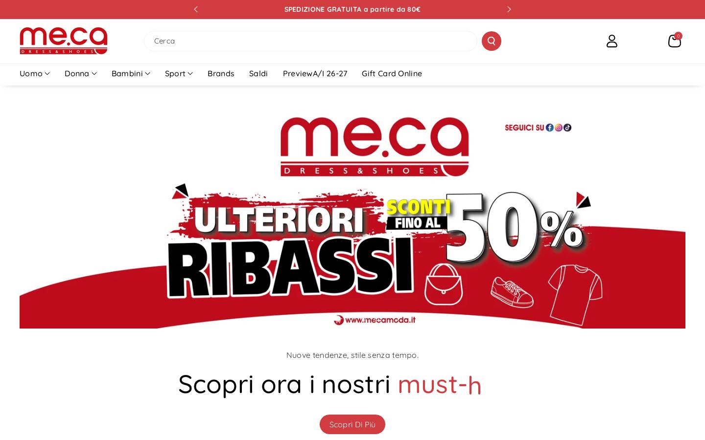 mecamoda.it homepage screenshot