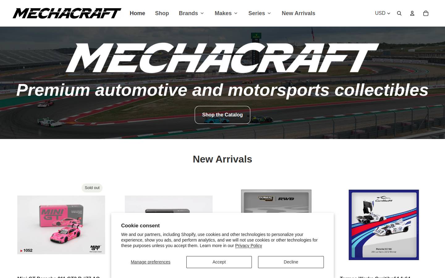 mechacraft.com homepage screenshot