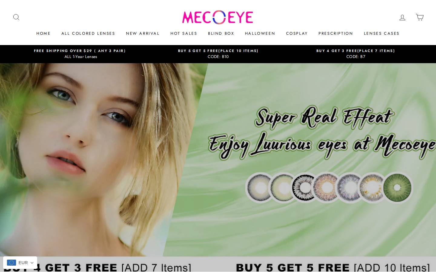 mecoeye.com homepage screenshot