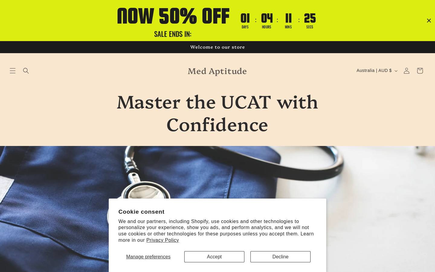 medaptitude.com homepage screenshot