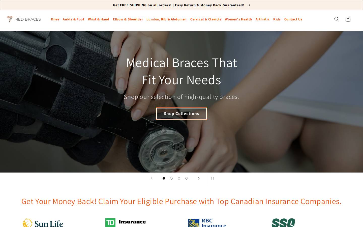 medbraces.ca homepage screenshot