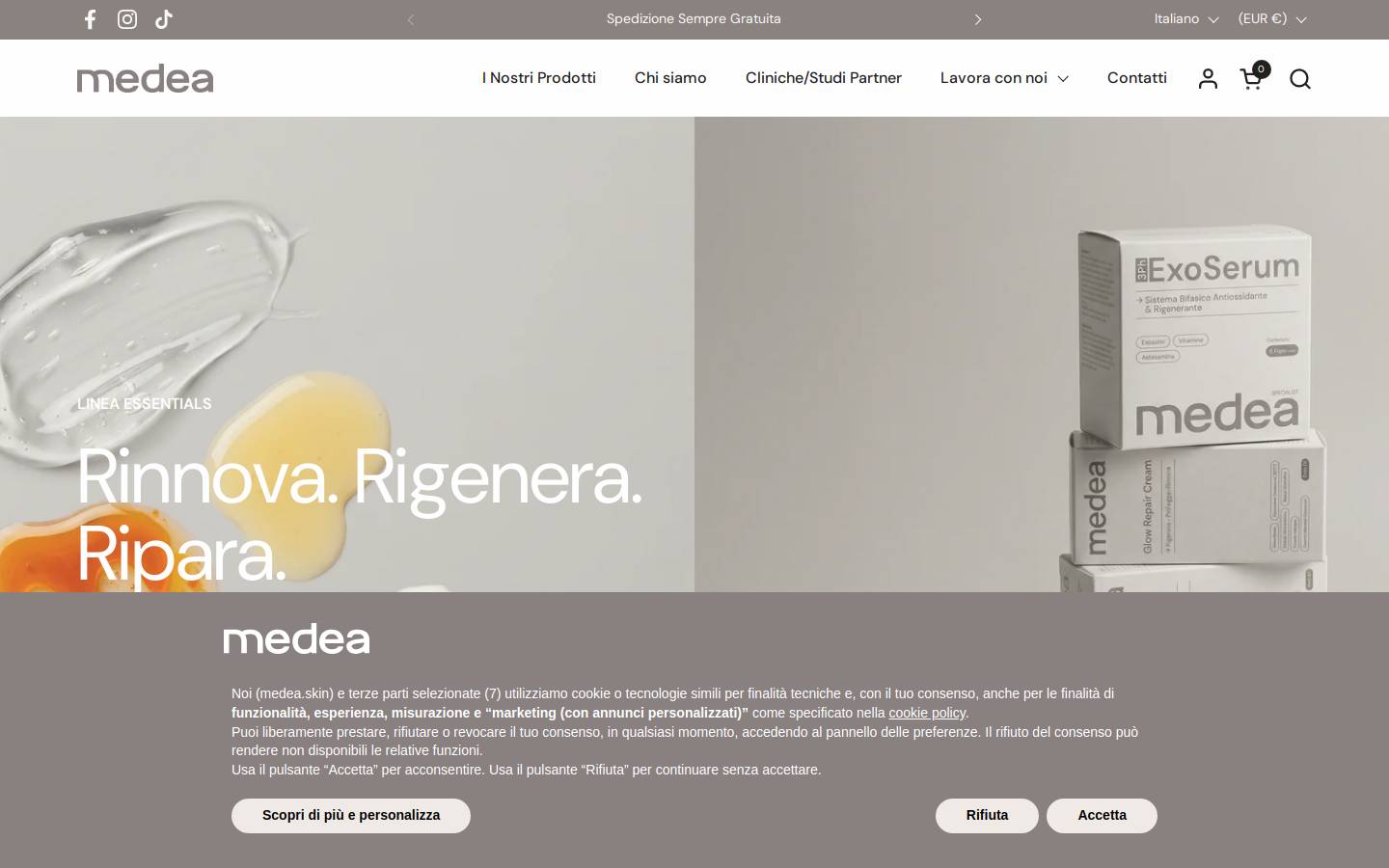 medeacosmetics.com homepage screenshot