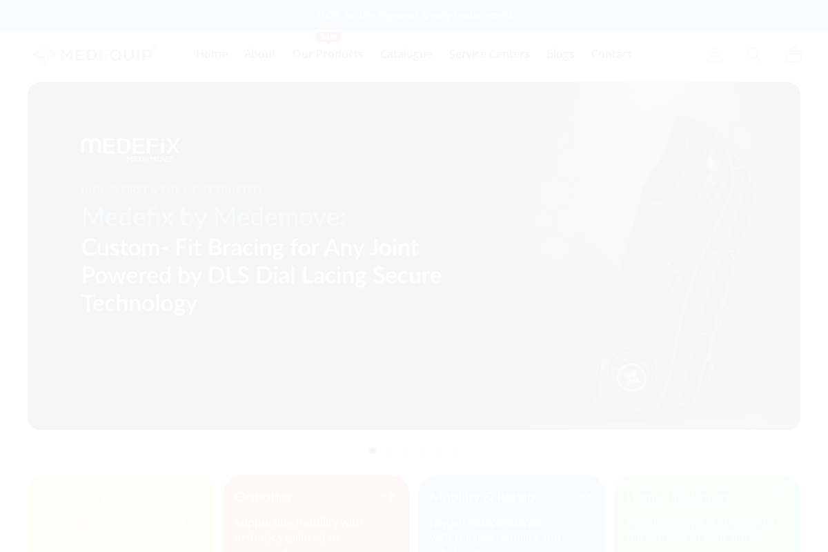 medequip.co.in homepage screenshot
