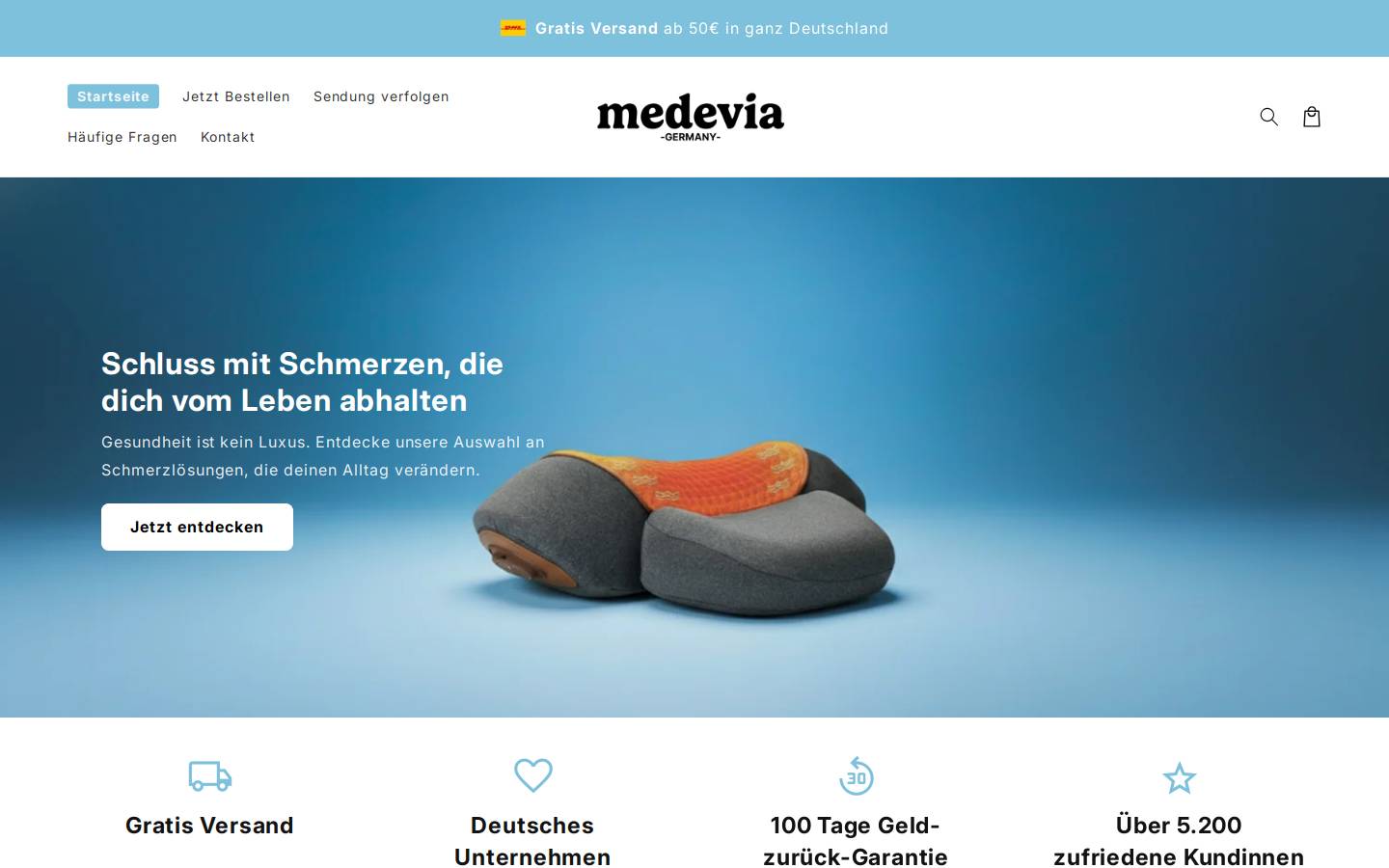 Medevia Care homepage screenshot