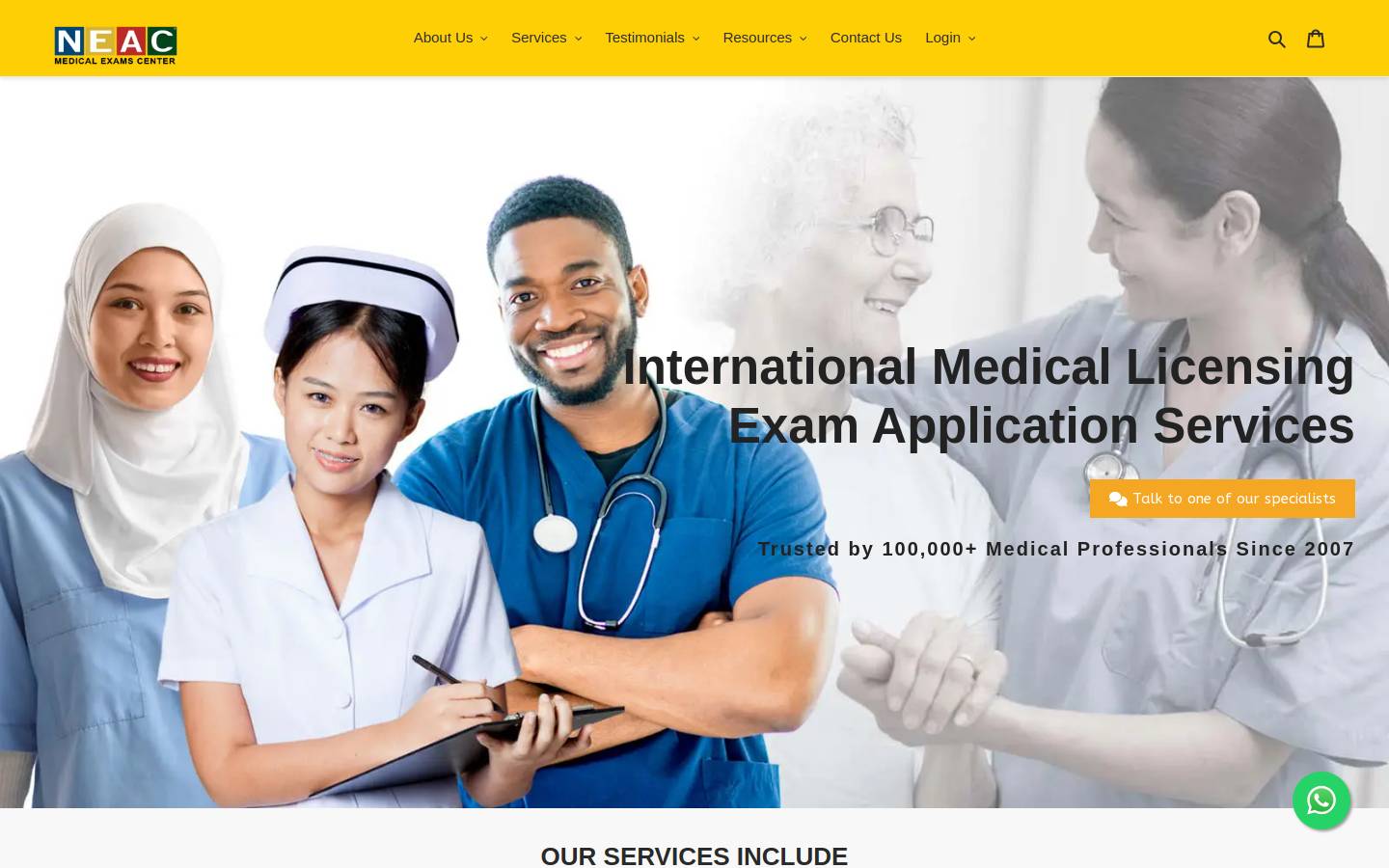 medexamcenter.com homepage screenshot