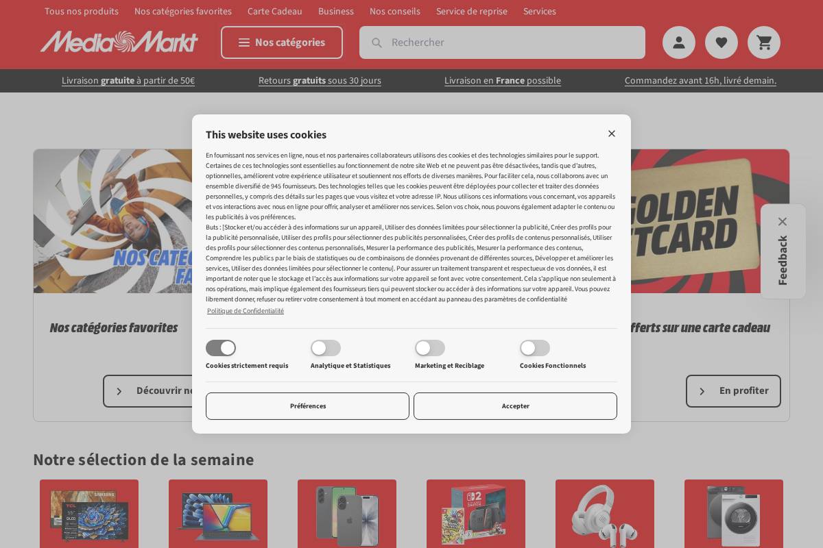 Mediamarkt homepage screenshot