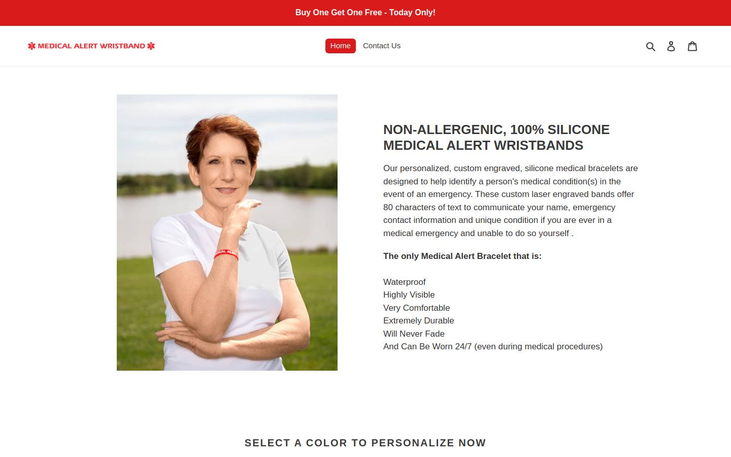 medicalalertwristband.com homepage screenshot