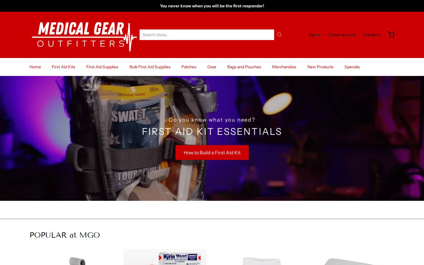medicalgearoutfitters.com homepage screenshot