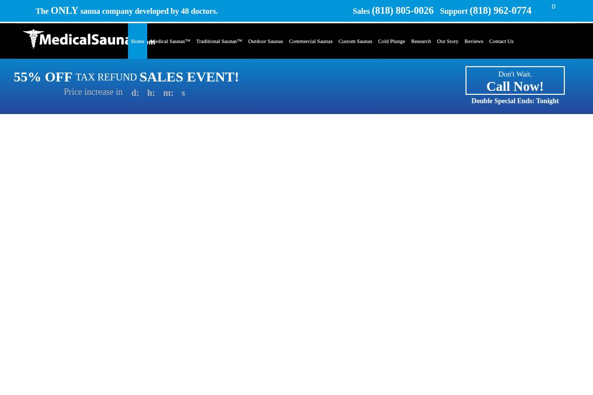 medicalsaunas.com homepage screenshot
