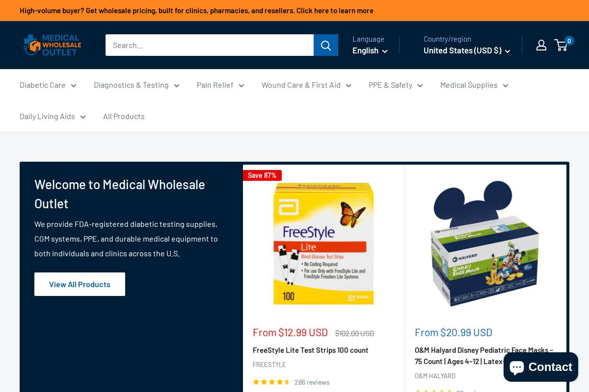 medicalwholesaleoutlet.com homepage screenshot