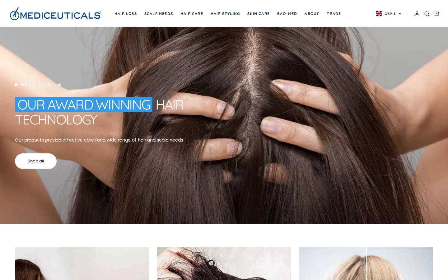 mediceuticals.co.uk homepage screenshot