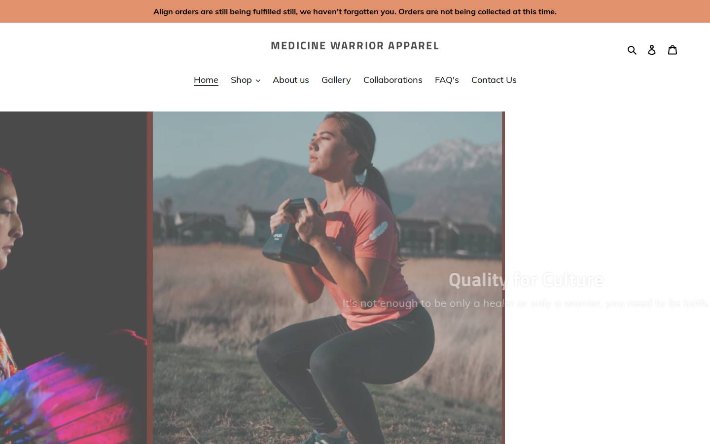 medicinewarriorapparel.com homepage screenshot