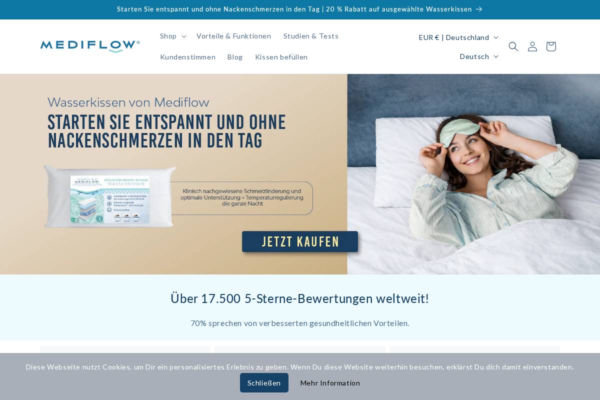 mediflow-wasserkissen.de homepage screenshot