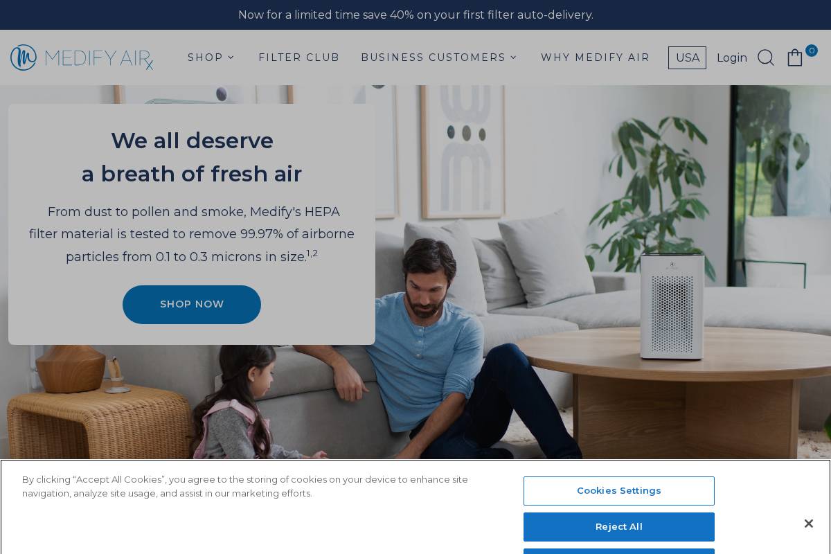 Medify Air homepage screenshot