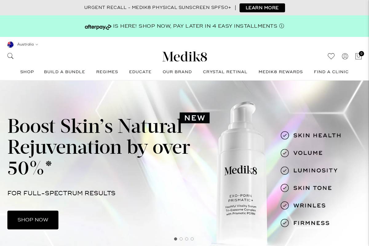 Medik8 homepage screenshot