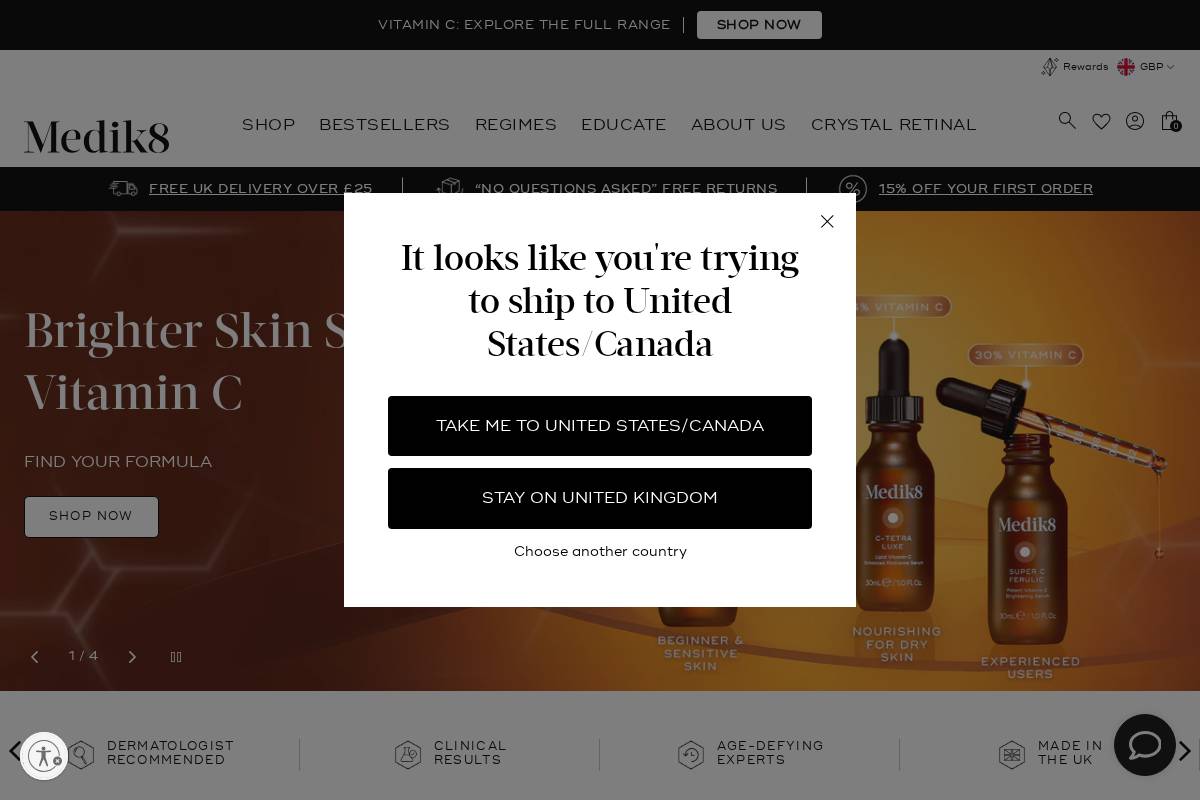Medik8 homepage screenshot