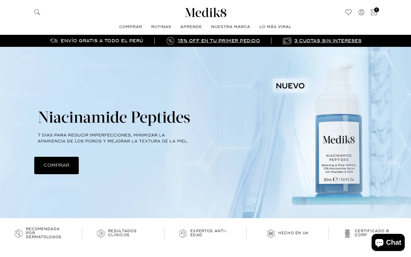 Medik8 homepage screenshot