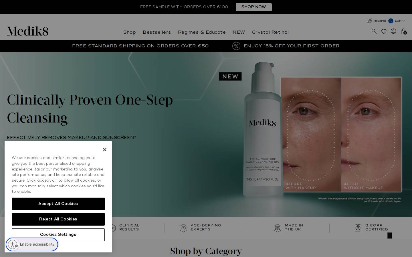 Medik8 homepage screenshot