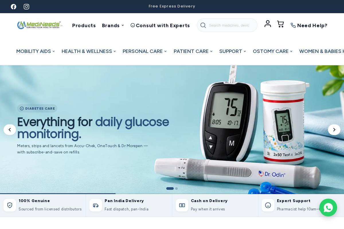 medineeds.in homepage screenshot