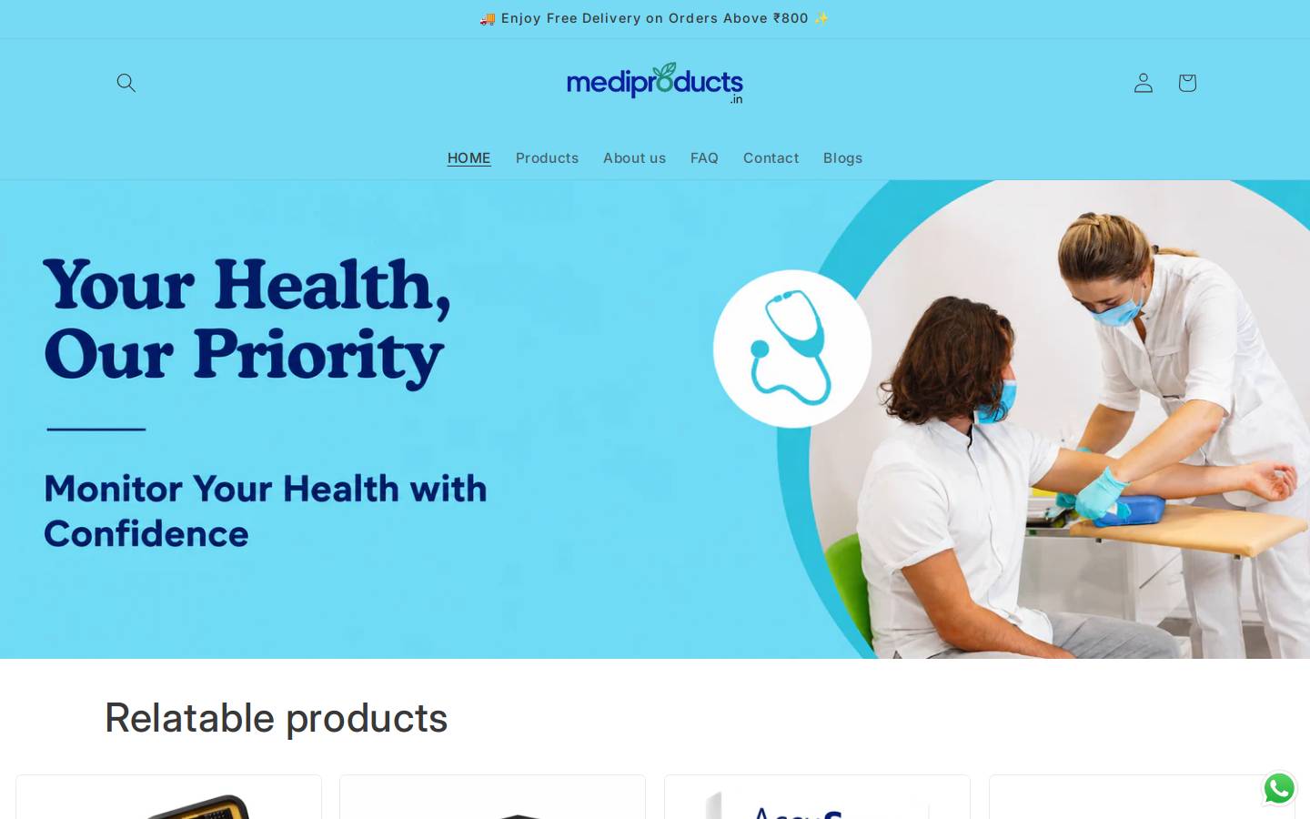 mediproducts.in homepage screenshot