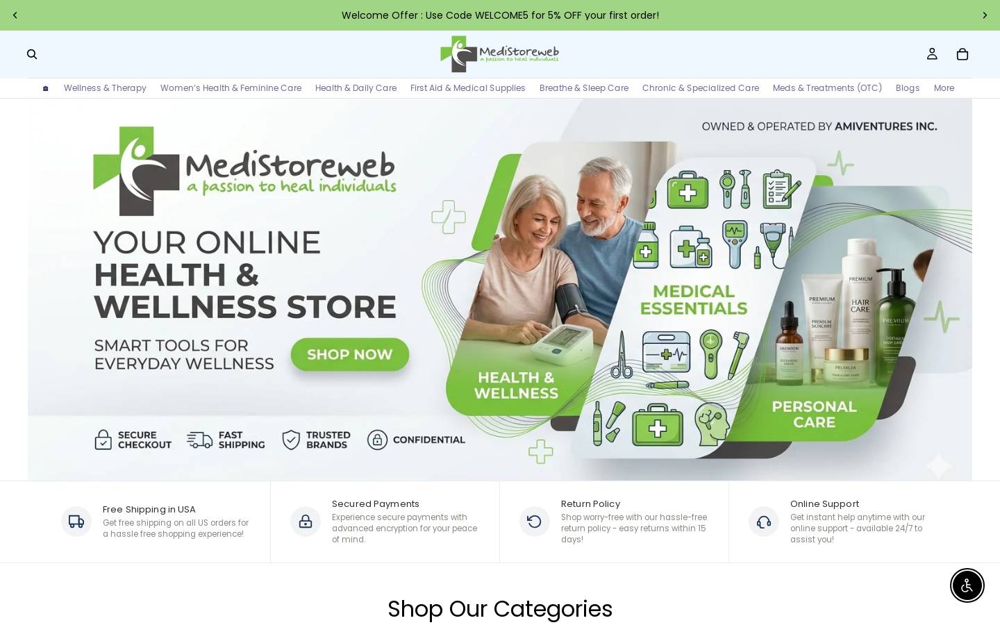 medistoreweb.com homepage screenshot