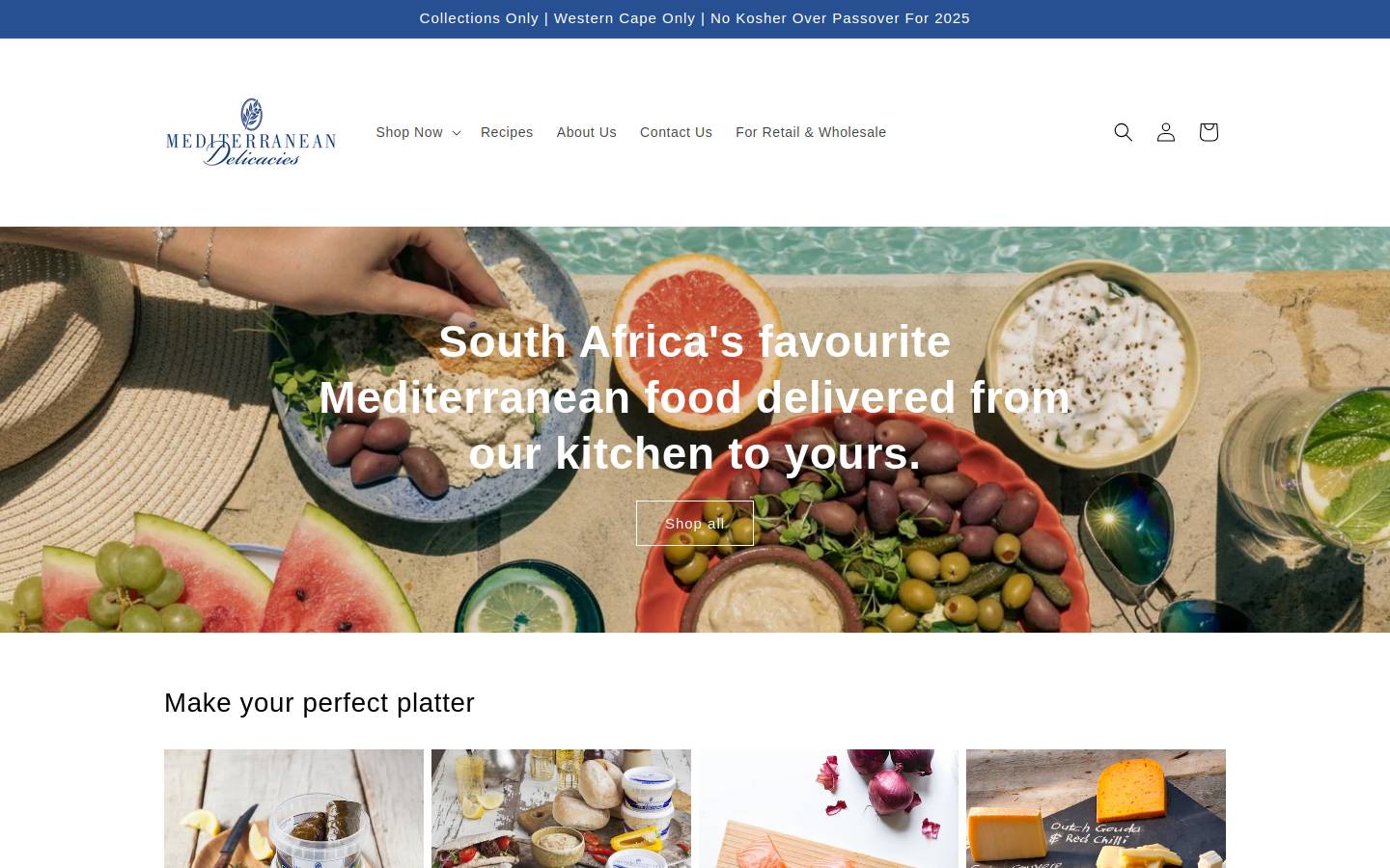 mediterranean.co.za homepage screenshot