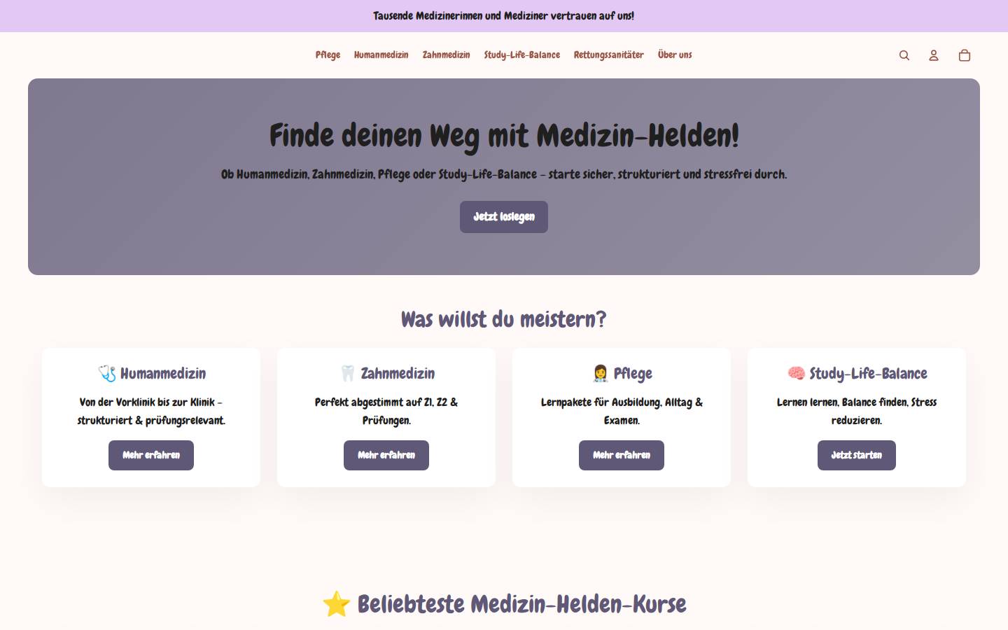 medizin-helden.com homepage screenshot