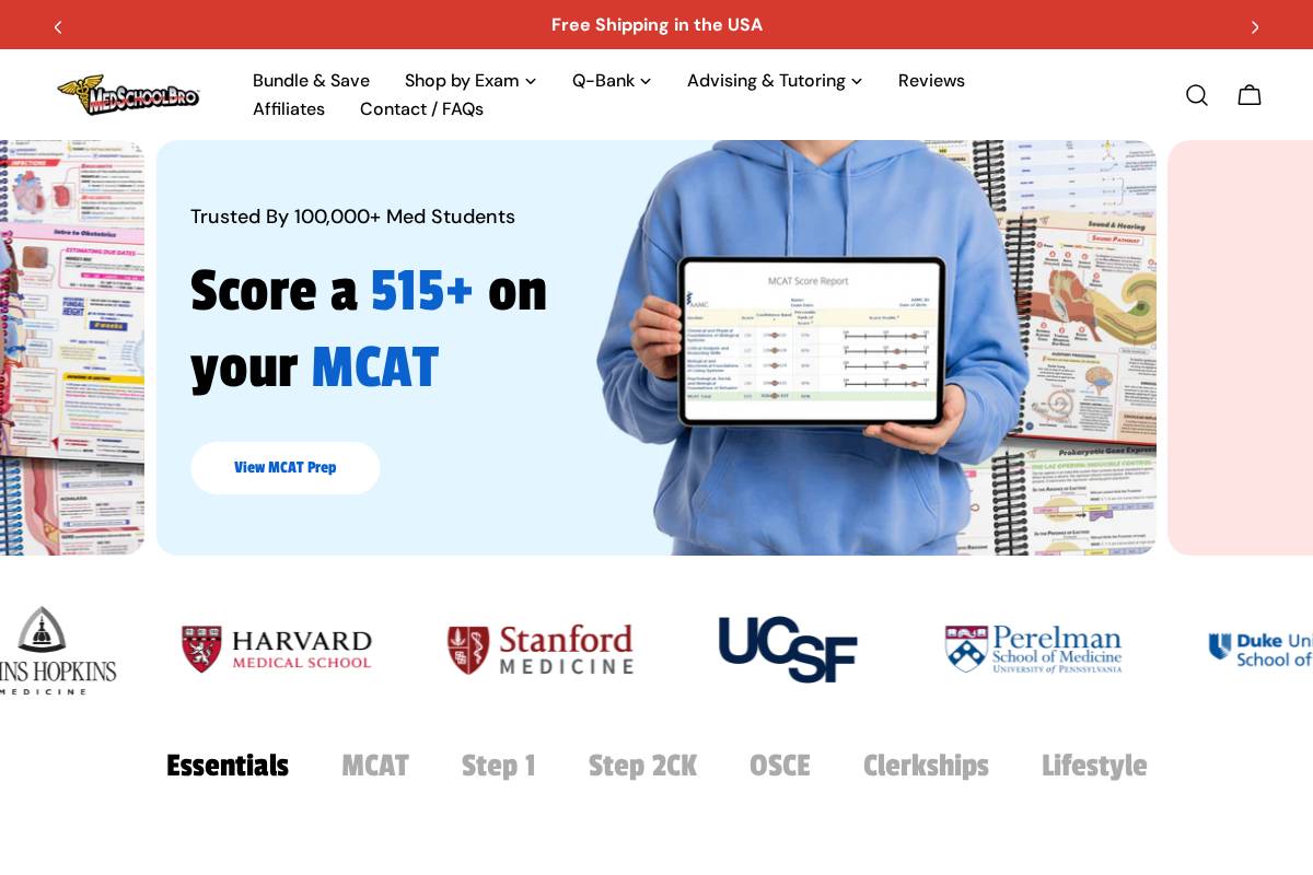 Medschoolbro homepage screenshot