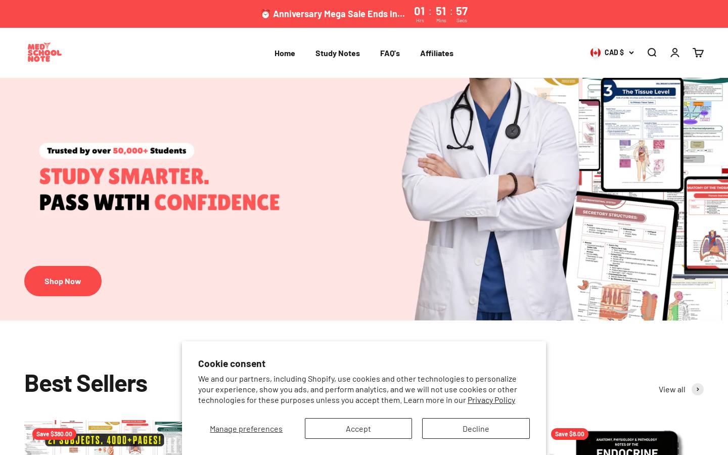 medschoolnote.com homepage screenshot