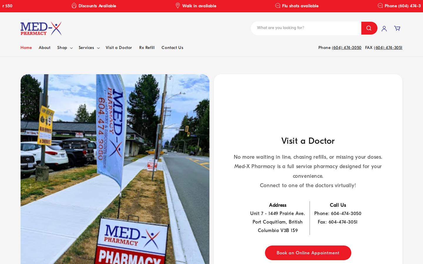 medxpharmacystore.com homepage screenshot