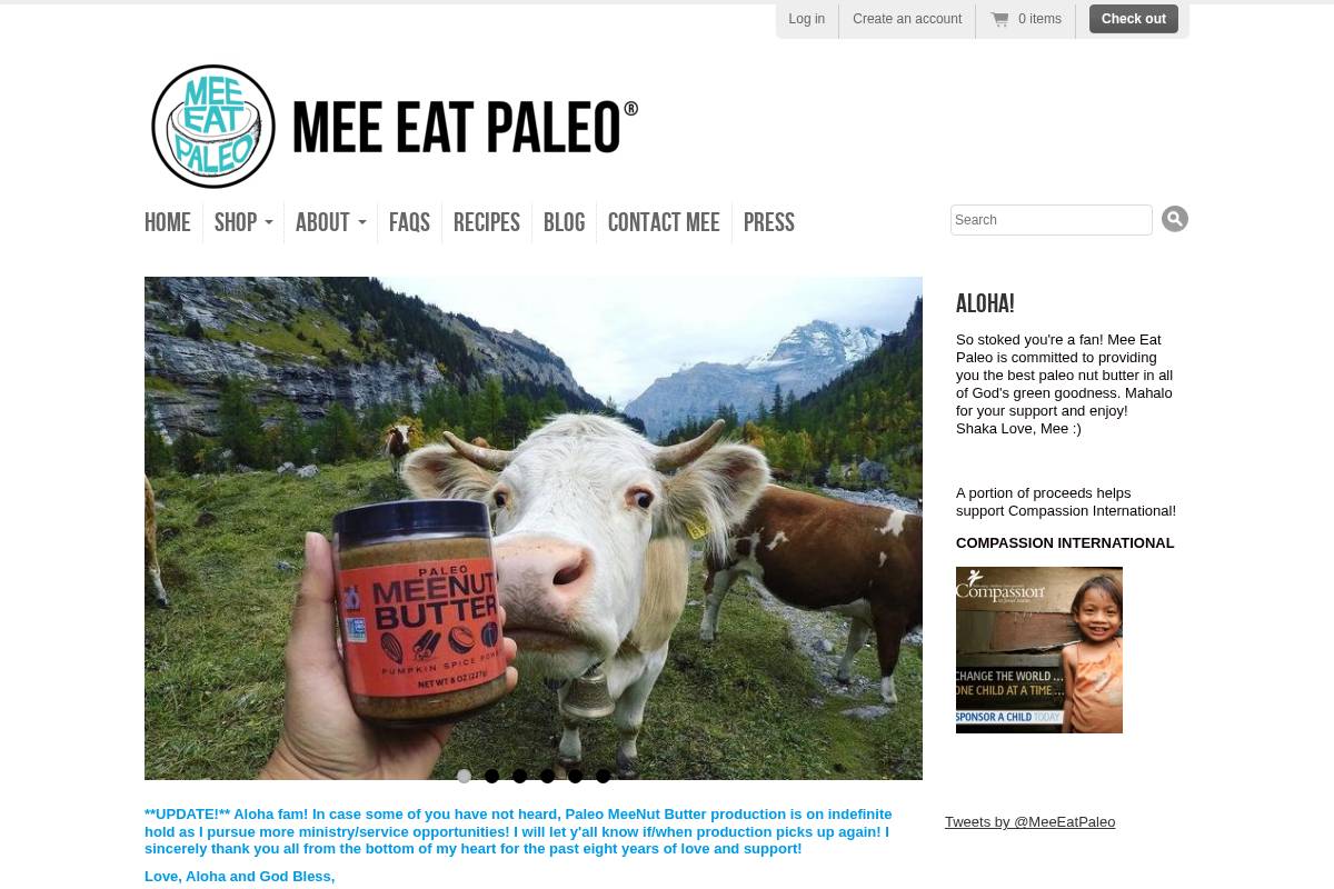 meeeatpaleo.com homepage screenshot