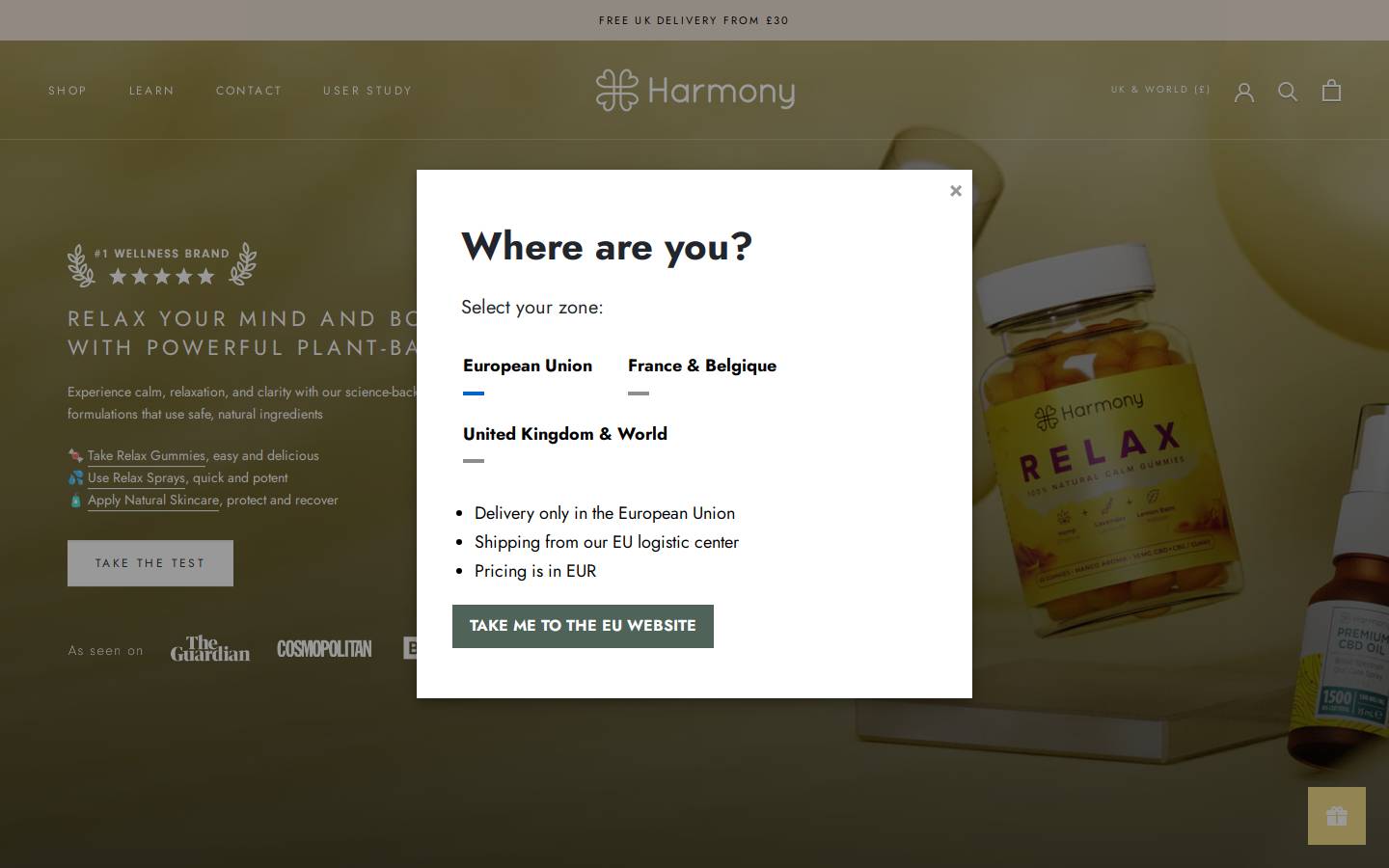 Harmony homepage screenshot