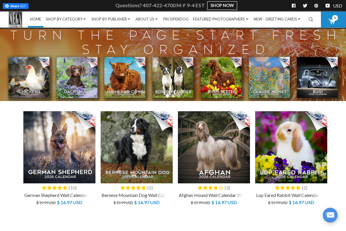 MegaCalendars homepage screenshot