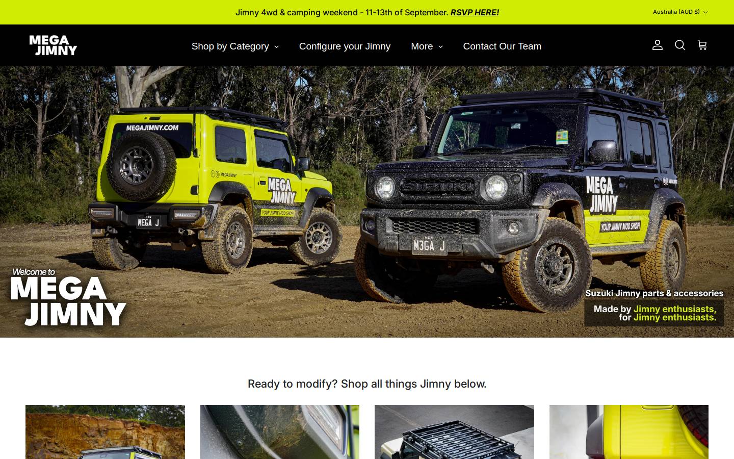 megajimny.com homepage screenshot