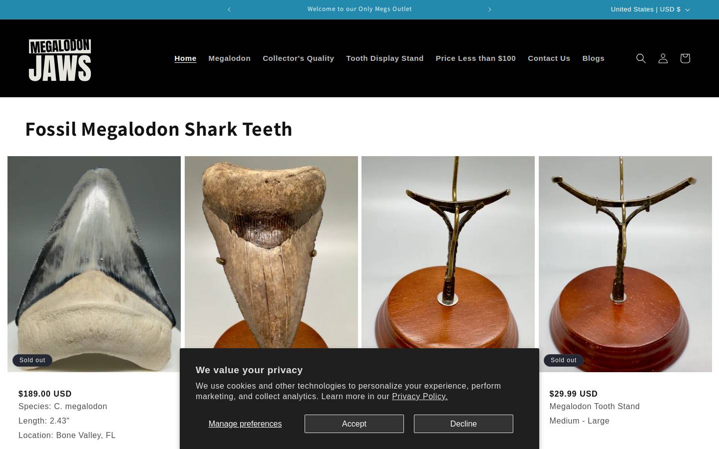 megalodonjaws.com homepage screenshot
