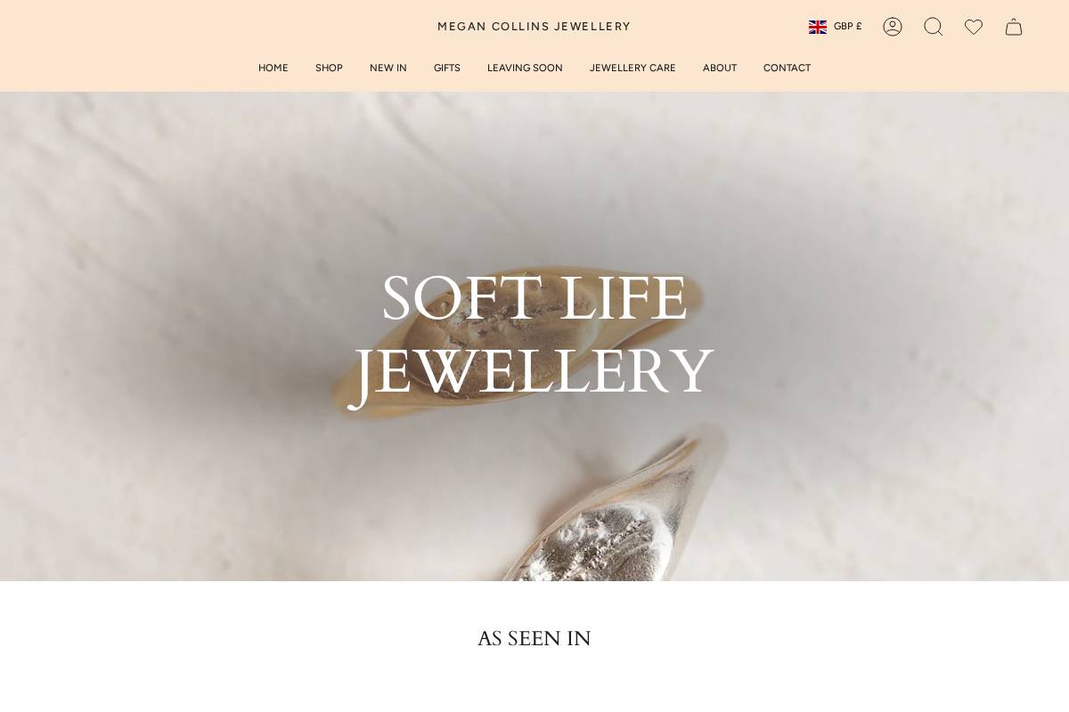 Megancollinsjewellery homepage screenshot