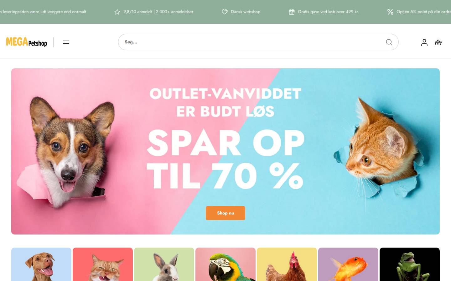 Megapetshop homepage screenshot