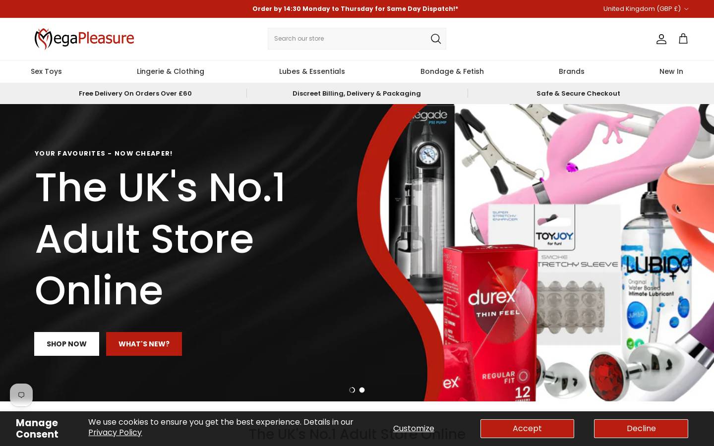 MegaPleasure homepage screenshot