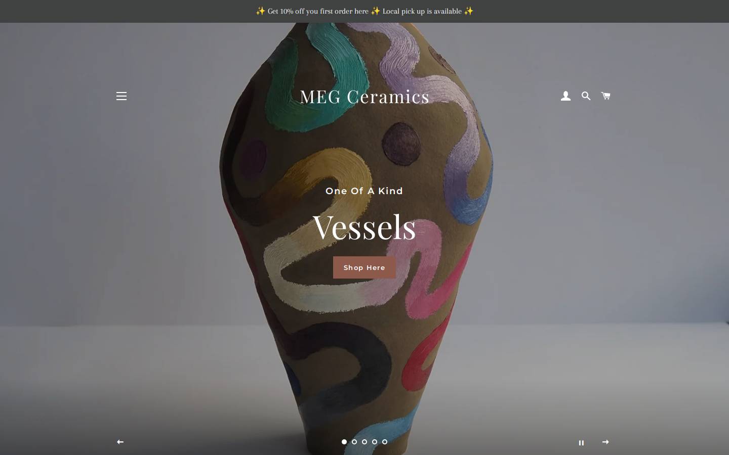 megceramics.com homepage screenshot