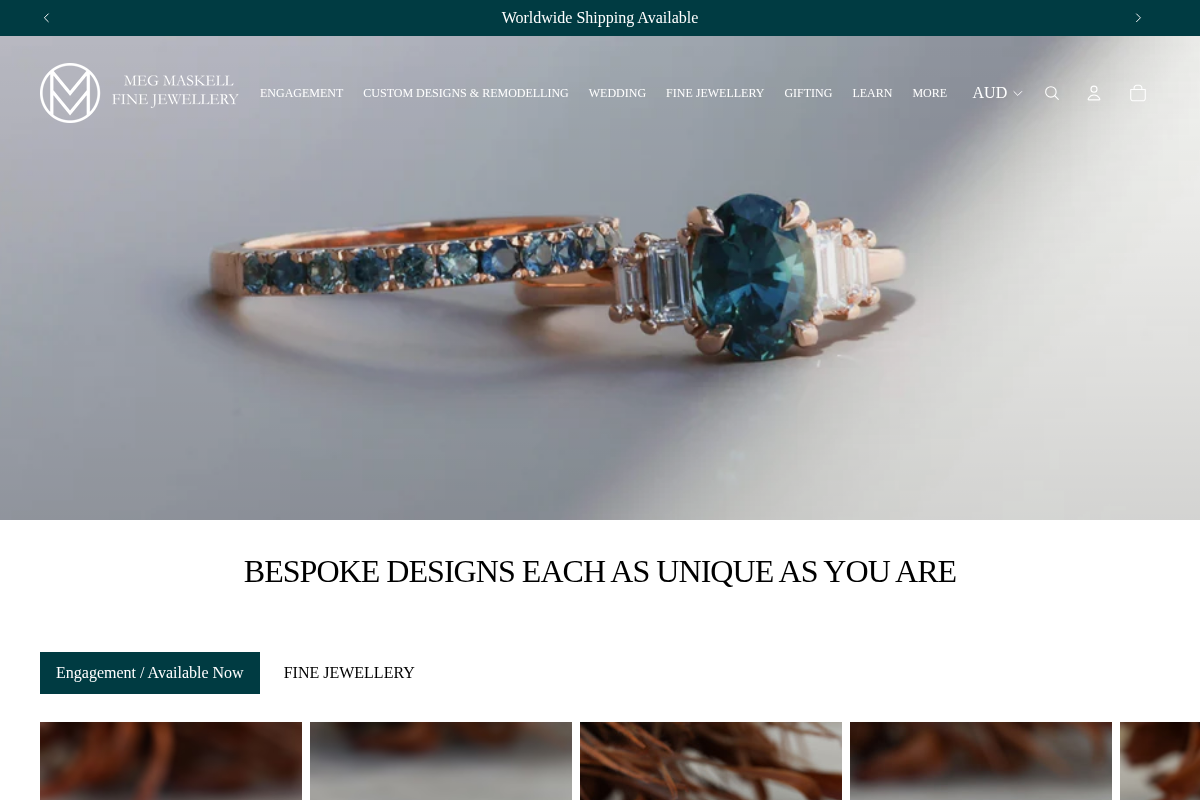 Meg Maskell Fine Jewellery homepage screenshot