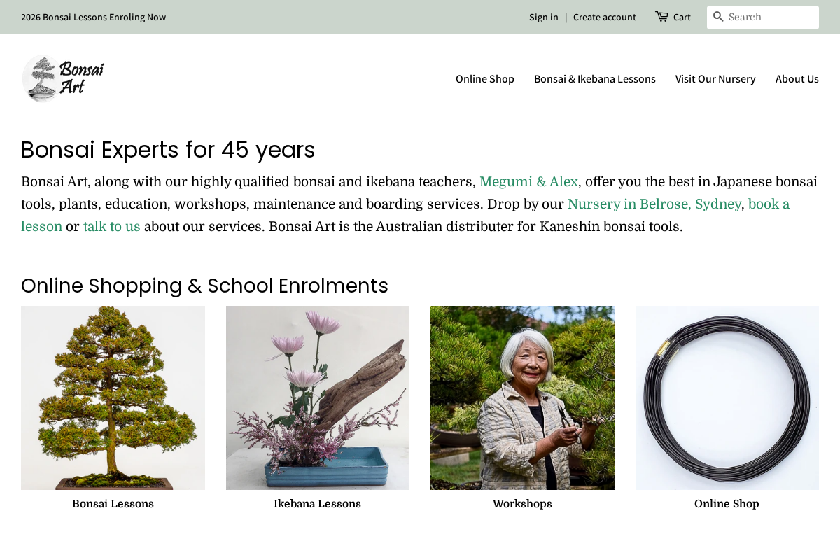 Bonsai Art homepage screenshot