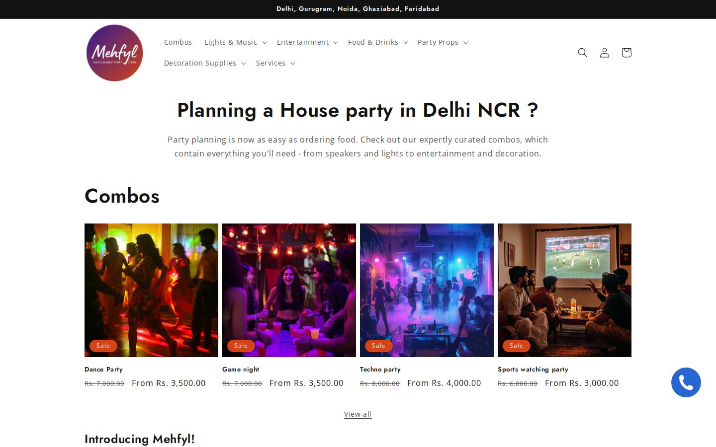 mehfyl.com homepage screenshot
