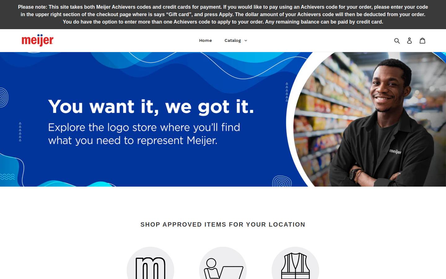 meijermteamstore.com homepage screenshot