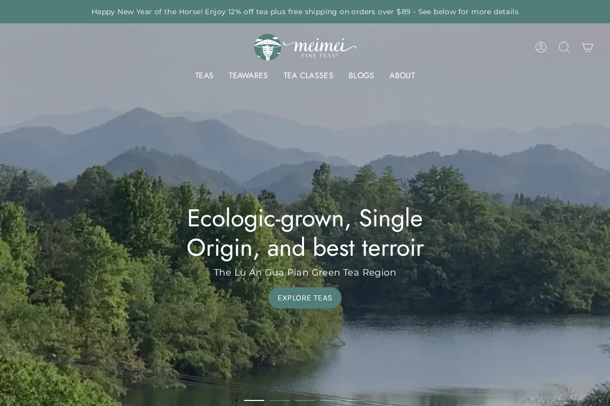 Meimei Fine Teas homepage screenshot
