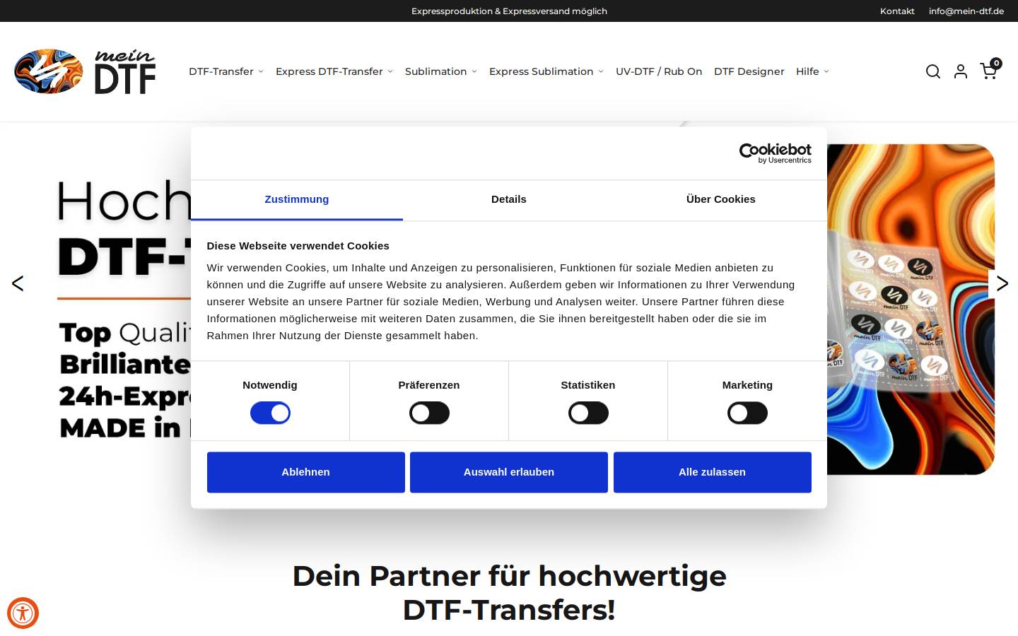 mein-dtf.de homepage screenshot