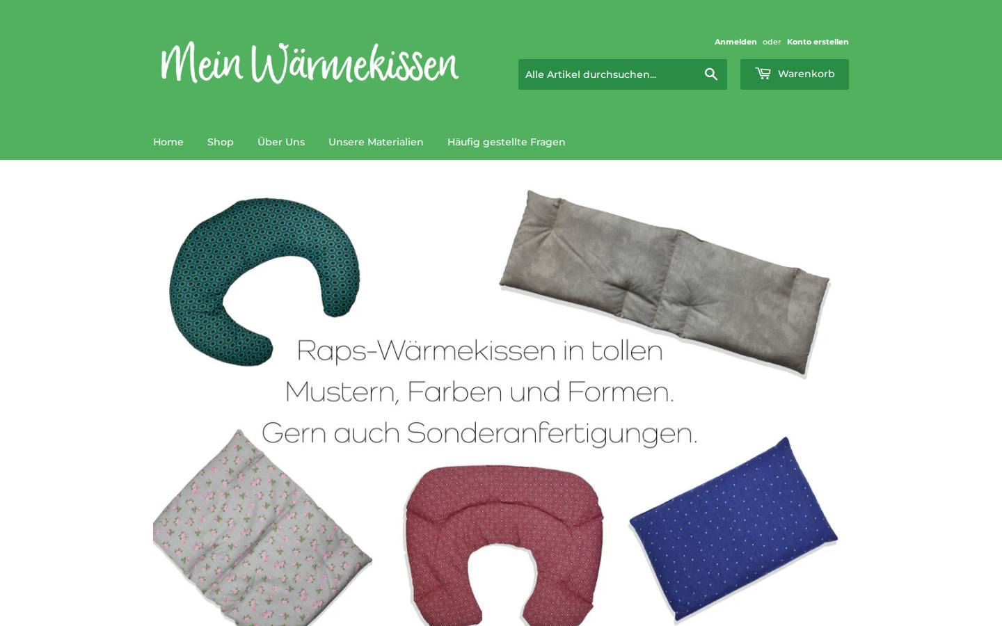 mein-waermekissen.de homepage screenshot