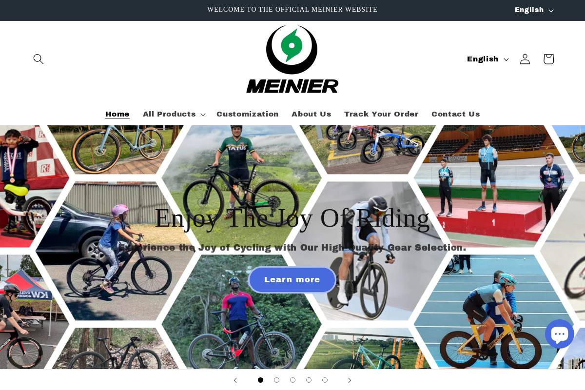 meinierbikes.com homepage screenshot